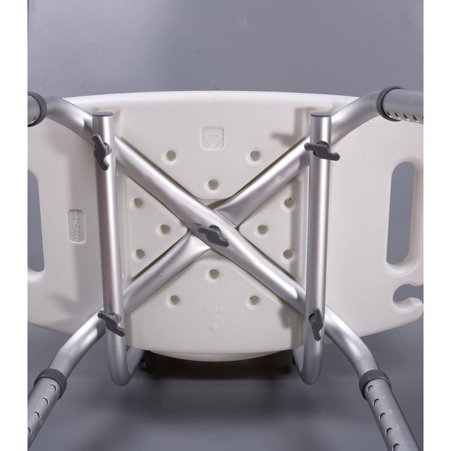 Bath Shower Stool Adjustable Height Aluminium Shower Chair for Compact Bathing Showers and Tubs Safety, White