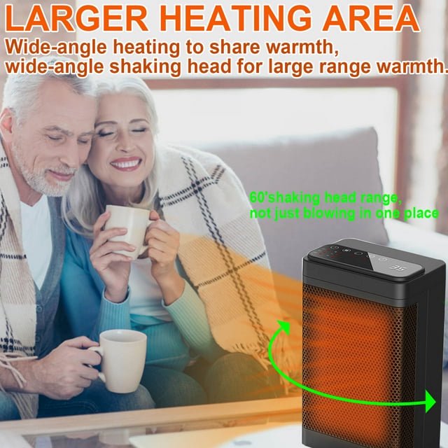 Space Heater, Portable 1500W Electric Heaters for Indoor Use,Oscillation Multiple Protection PTC Desk Heater Fan Smart Heater, Safety & Fast - Quiet Heat, Small Electric Heaters