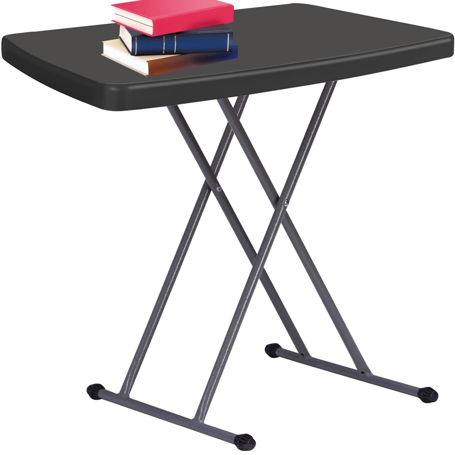 30 inch Personal Folding Table Adjustable Resin TV Tray Table, Black