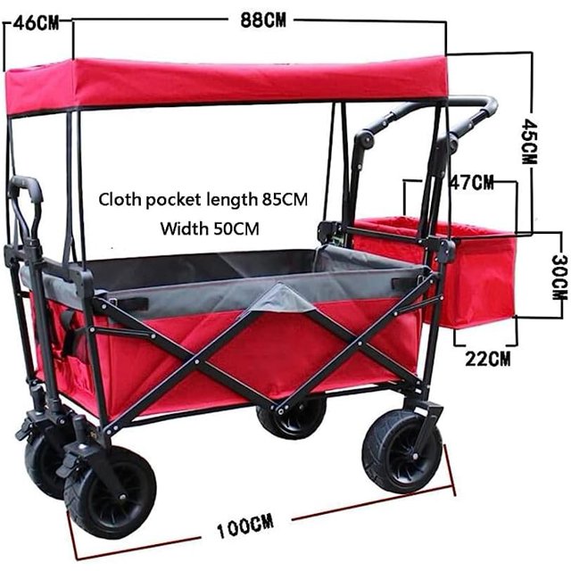 Folding Wagon Cart, 350lbs Large Capacity Extender Heavy Duty Portable Wagon Cart with Opened Tailgate,Utility Cart with All-Terrain Wheels for Grocery,Garden, Beach,Shopping, Camping, Outdoor