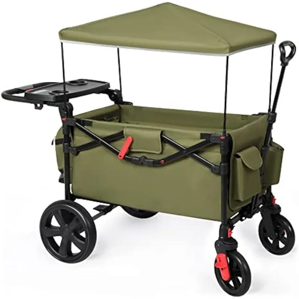 Foldable Wagons Collapsible Folding Wagon Stroller with Adjustable Handle Bar